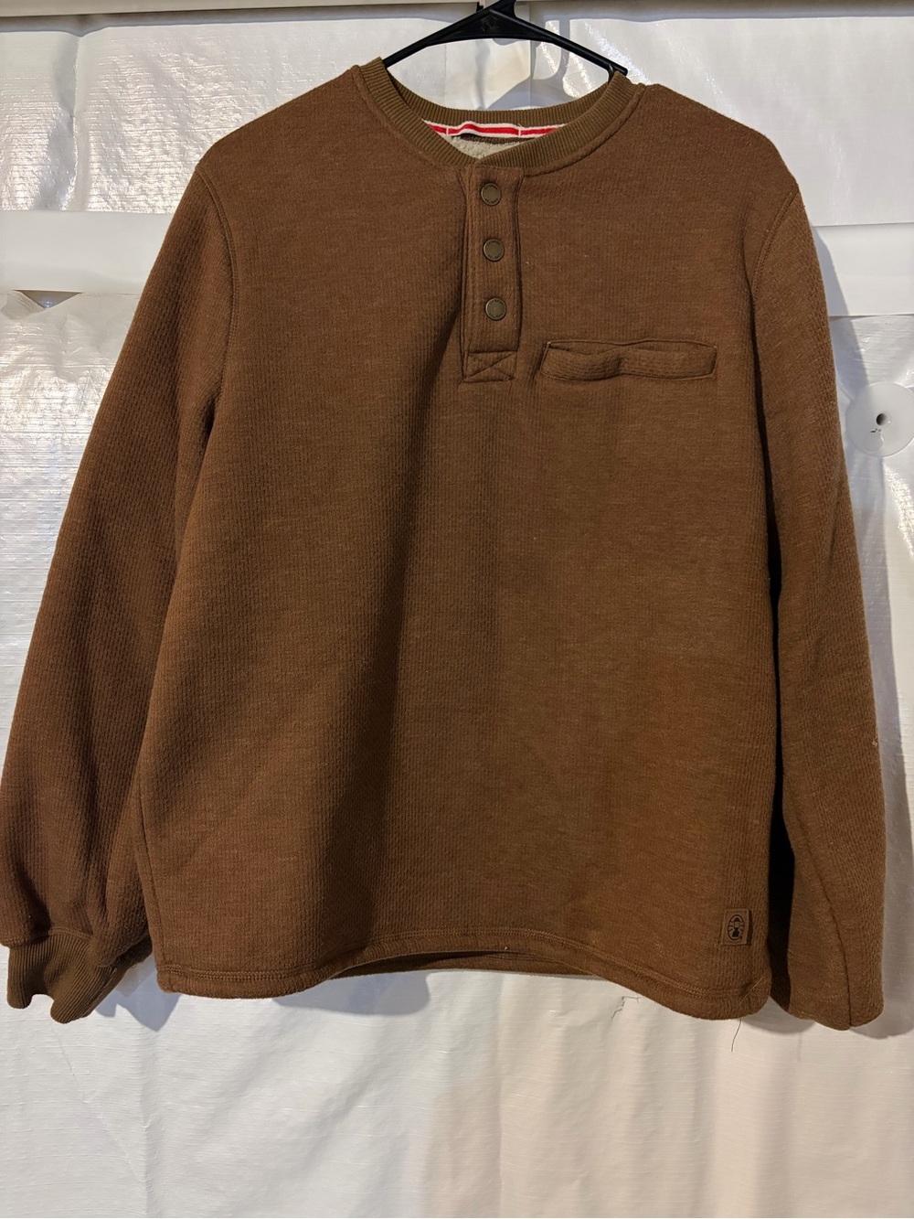 Coleman Brown Sherpa-Lined Henley Pullover